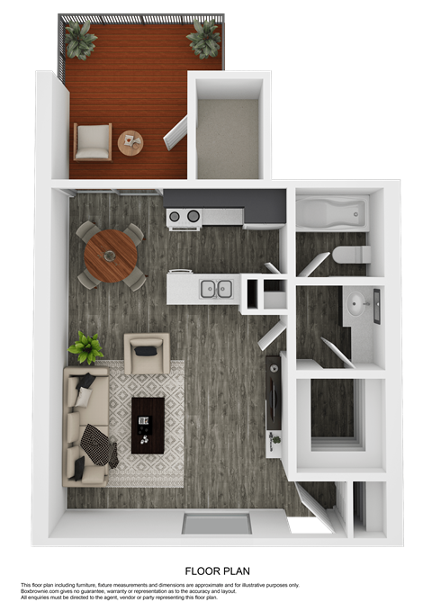 Floor plan for studio, 1 bath, 440 sqft
